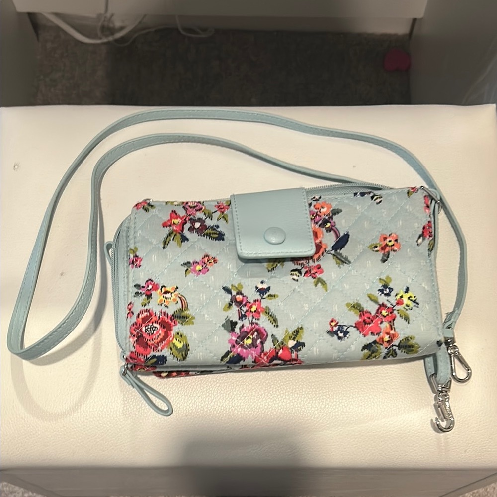 Vera Bradley Blue Floral Clutch Wristlet